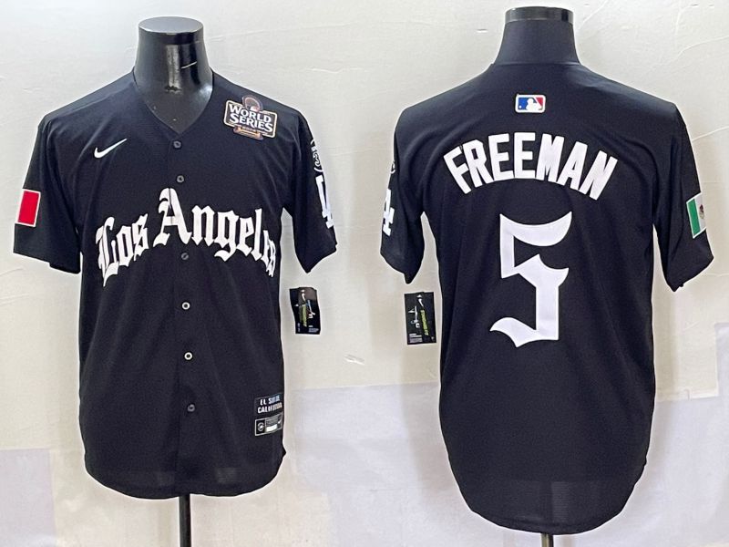 Men Los Angeles Dodgers #5 Freeman Black Five generations Joint Name 2025 Nike MLB Jersey style 9->los angeles dodgers->MLB Jersey
